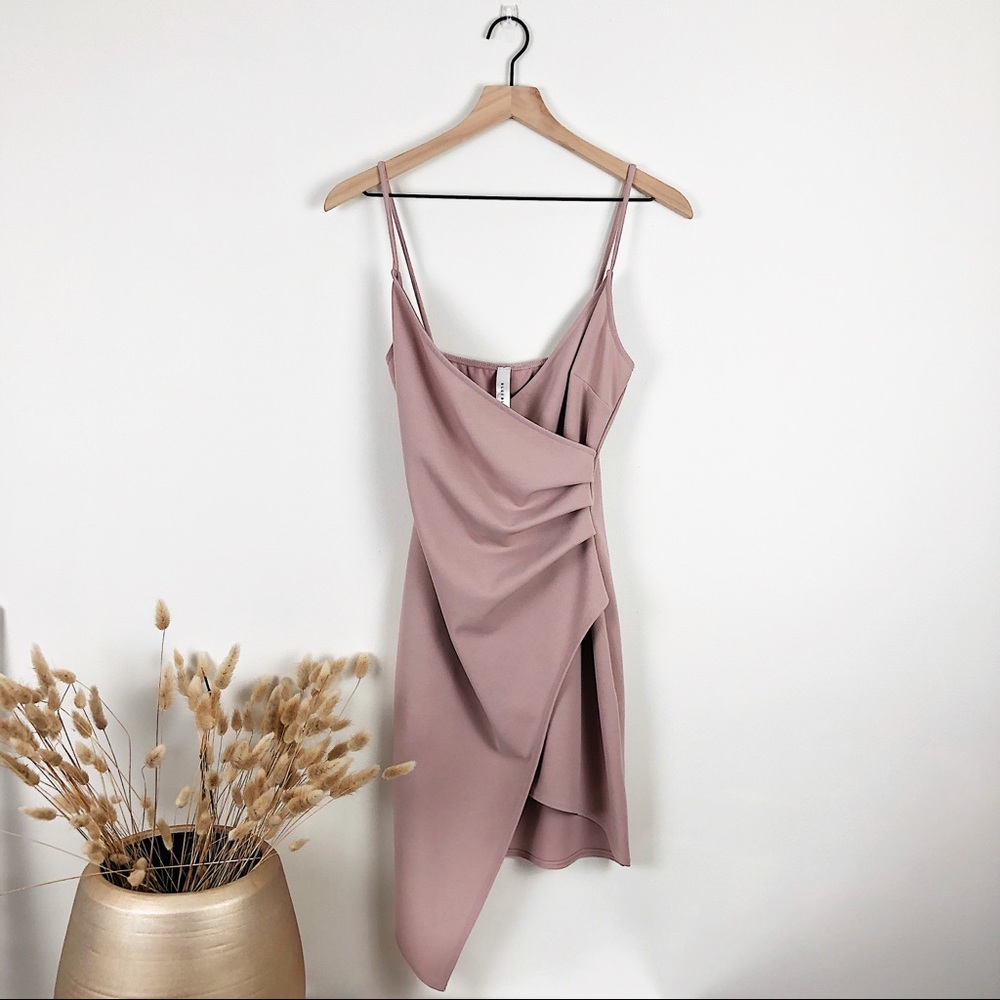 BLUE BLUSH Mauve Pink Wrap Dress